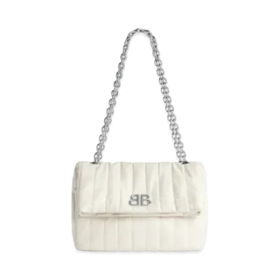 BALENCIAGA Monaco Small Chain Bag Quilted "White"