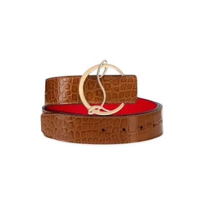 Christian Louboutin Cl Logo Belt "Brown/Gold"
