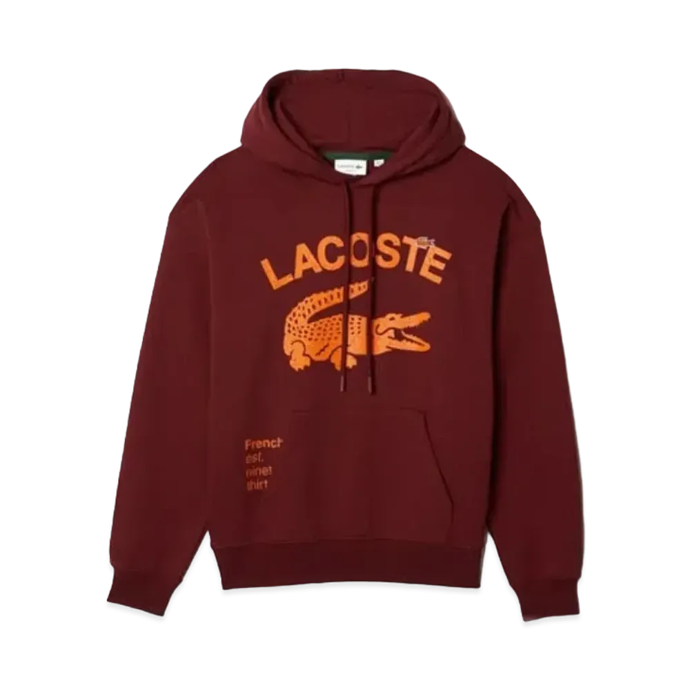 LACOSTE Oversize Print Sweat Parka "Bordeaux"
