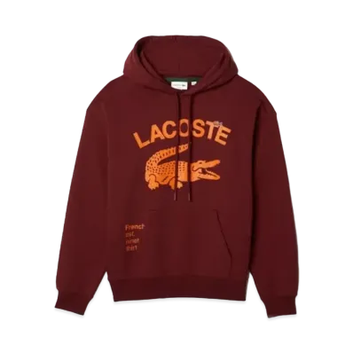 LACOSTE Oversize Print Sweat Parka "Bordeaux"