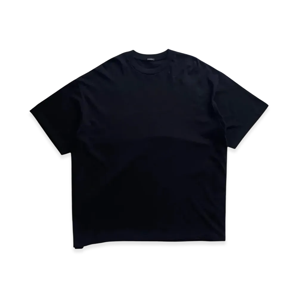 COMOLI Cotton Mesh Short Sleeve T-Shirt "Black"