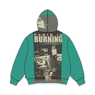 Supreme Paris is Burning Zip Up Hooded Sweatshirt "Teal"