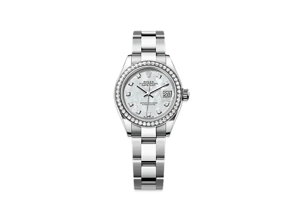 ROLEX Lady-Datejust 28mm Oystersteel & White Gold Diamond 279384RBR "White Mother-of-Pearl"