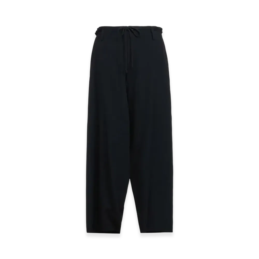S'YTE Washer Finished Wool Gabardine Drawstring Wide Pants "Black"