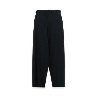 S'YTE Washer Finished Wool Gabardine Drawstring Wide Pants "Black"