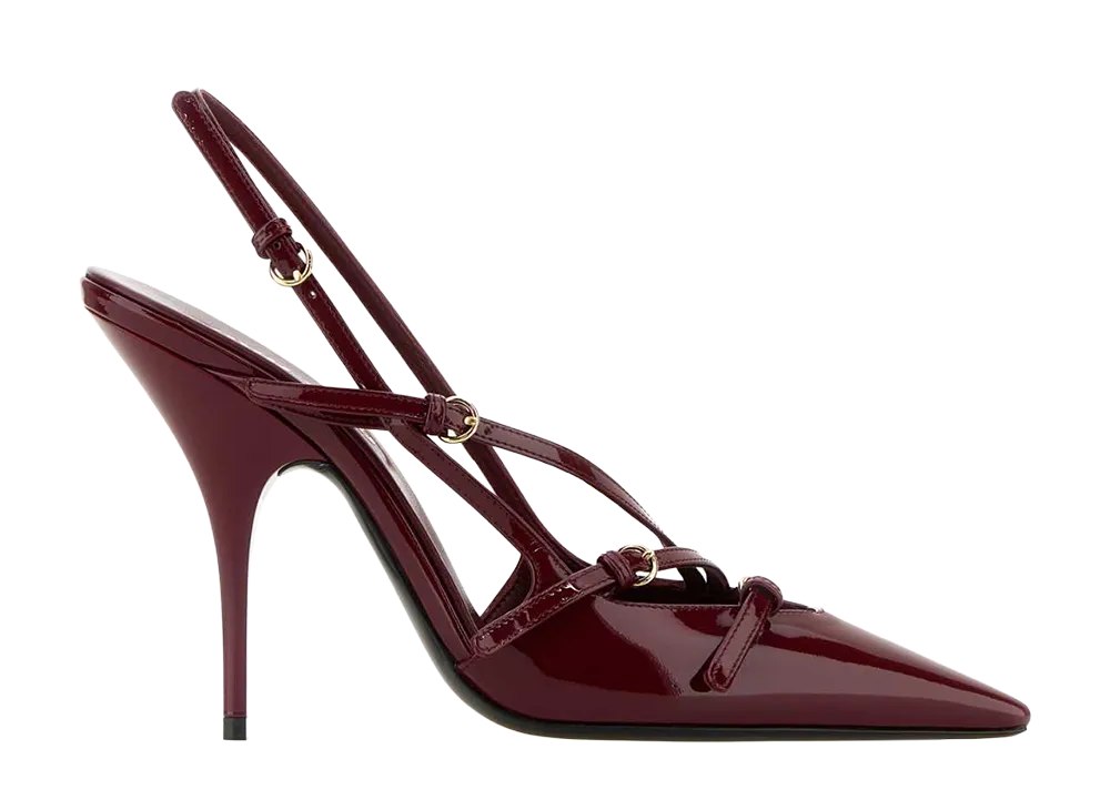 MIU MIU Women's Brushed Leather Slingbacks with Buckles "Crimson"