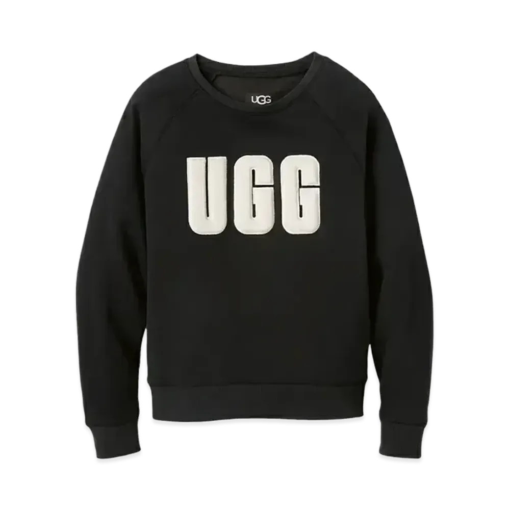 UGG Women's Madeline Fuzzy Logo Crewneck "Black/Cream"