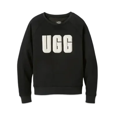UGG Women's Madeline Fuzzy Logo Crewneck "Black/Cream"