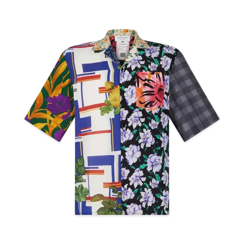 Marine Serre Regenerated Silk Scarf Bowling Shirt "Multicolor Silk #3"