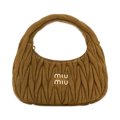 MIU MIU Women's Wander Matelass Nappa Leather Hobo Bag "Camel"