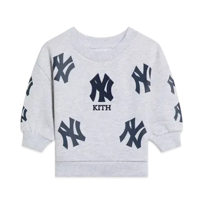 Kith x The New York Baby Yankees Nelson Crewneck "Light Heather Grey"