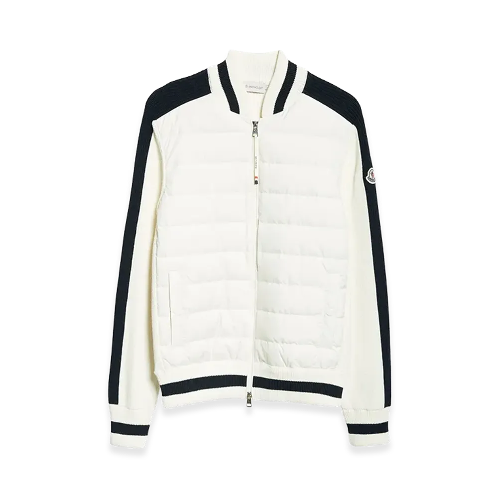 MONCLER Cotton Knit & Quilted Down Cardigan "White"