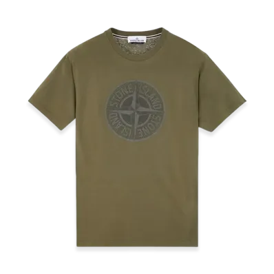 Stone Island 2NS92 Industrial Two Print Garment Dyed Short Sleeve T-Shirt - 23FW "Olive Green"