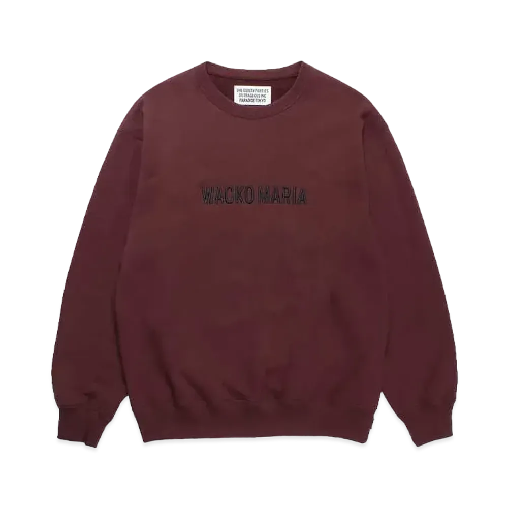 WACKO MARIA Middle Weight Crew Neck Sweat Shirt "Burgundy"