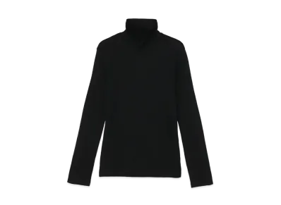 Yohji Yamamoto Y's WOOL SILK GAUZE PLAIN STITCH HIGH NECK LONG SLEEVE T "Black"