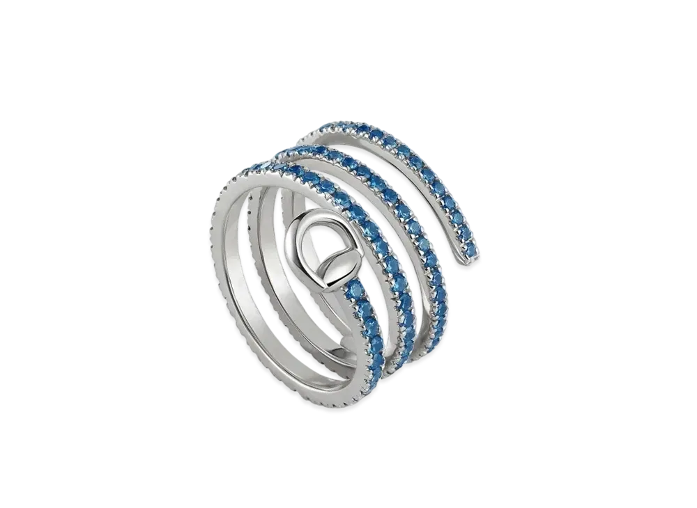 GUCCI White Gold and Sapphire Horsebit Ring "White Gold"