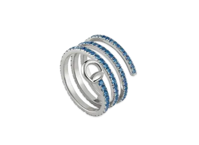 GUCCI White Gold and Sapphire Horsebit Ring "White Gold"