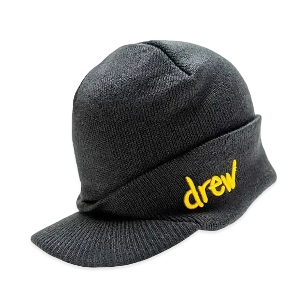drew house scribble billed waffle beanie "Black"