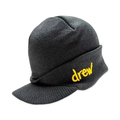 drew house scribble billed waffle beanie "Black"
