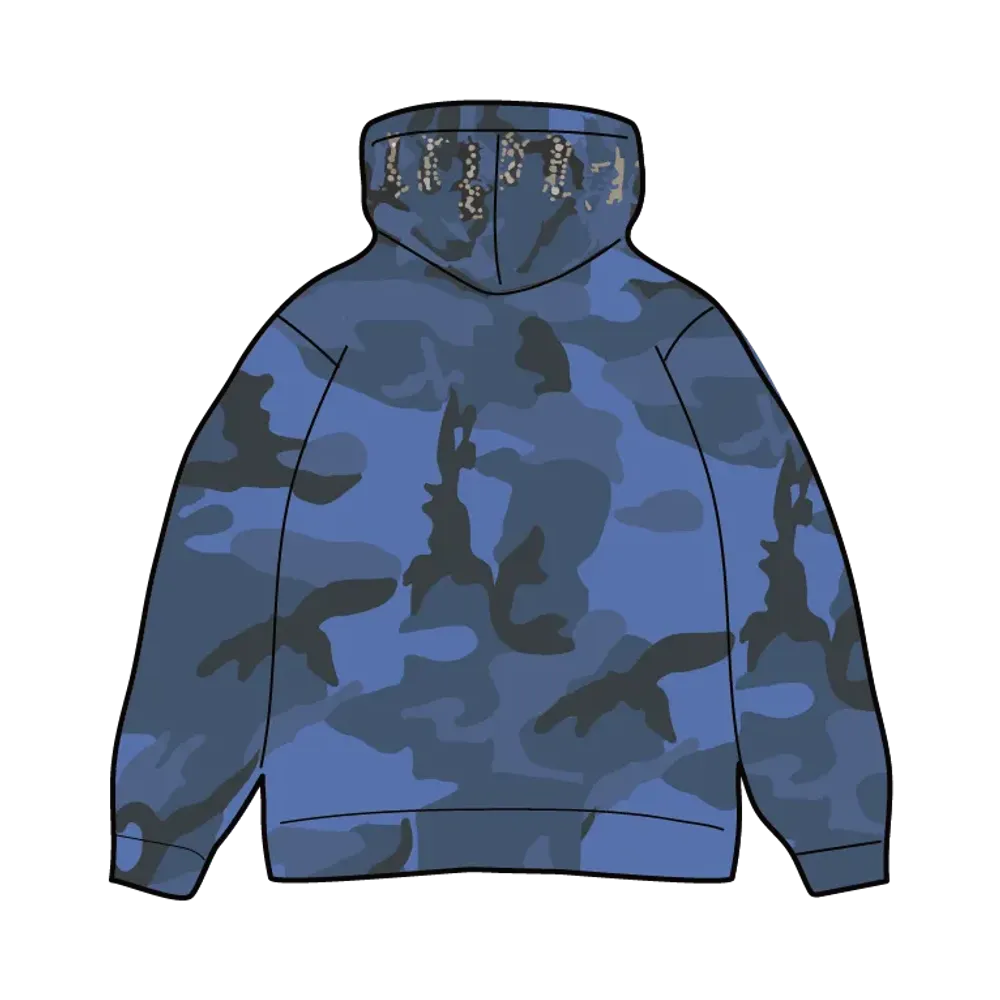Supreme Overdyed Studded Hooded Sweatshirt "Blue Camo"