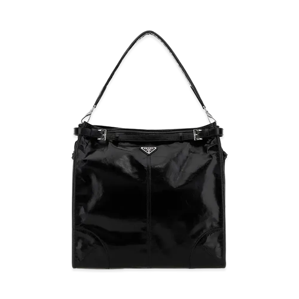 PRADA Leather Bonnie Shopping Bag "Black"