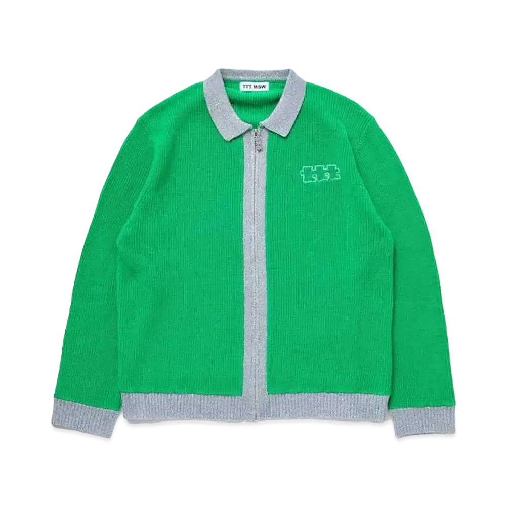 TTT MSW Lame Zip Up Cardigan "Light Green"