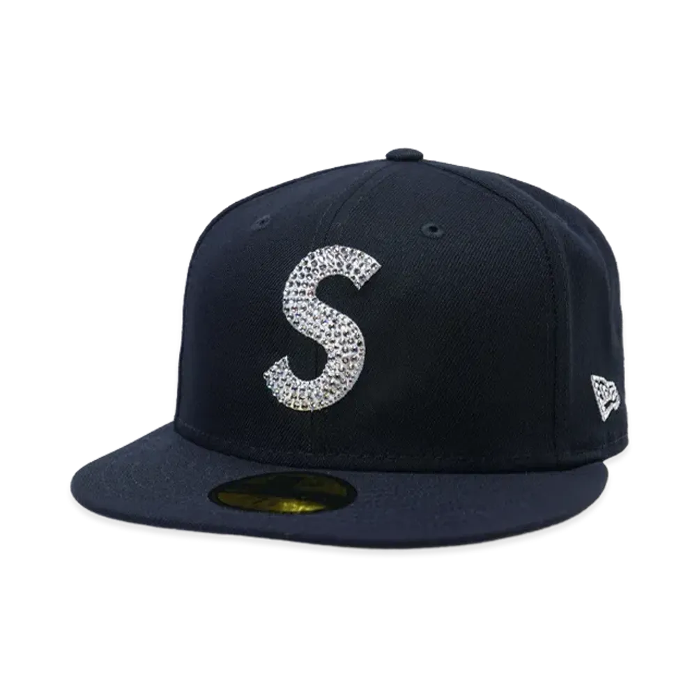 Supreme x Swarovski S Logo New Era "Navy"