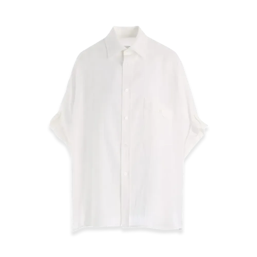 Y's Cotton Voile Viyella Dolman Sleeve Shirt "White"