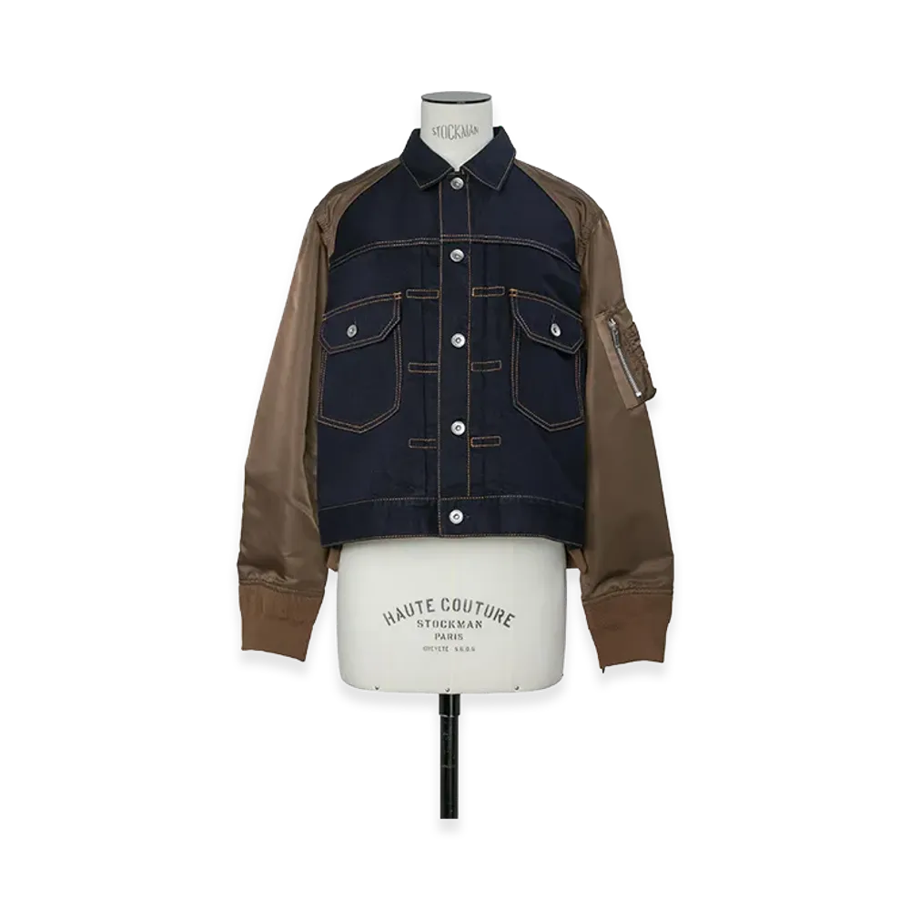 sacai Women's Denim Blouson "Navy/Brown"