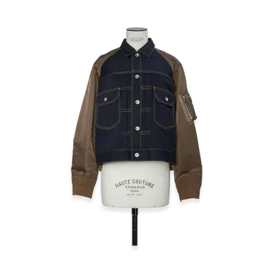 sacai Women's Denim Blouson "Navy/Brown"