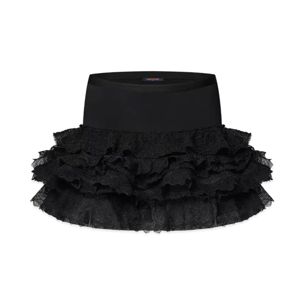 Louis Vuitton Lace Frill Mini Skirt "Noir"