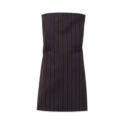 Alexander McQUEEN Pinstripe Mini Dress "BlackBurgundy"