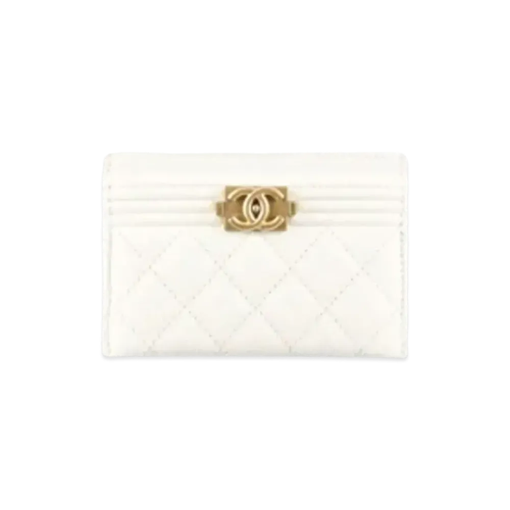 CHANEL Boy Chanel Card Case Grow In Calfskin "White"