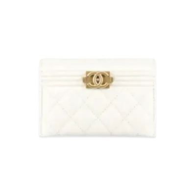 CHANEL Boy Chanel Card Case Grow In Calfskin "White"