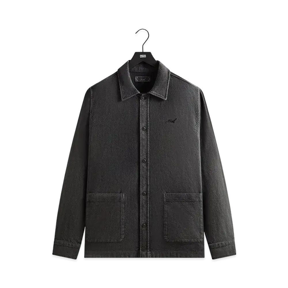 Kith Soft Woven Long Sleeve Boxy Collared Overshirt "Carbon"