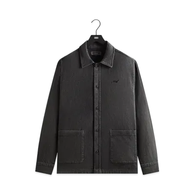 Kith Soft Woven Long Sleeve Boxy Collared Overshirt "Carbon"