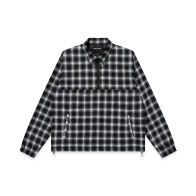 BlackEyePatch Collared Half Zip Flannel Pullover "Black"