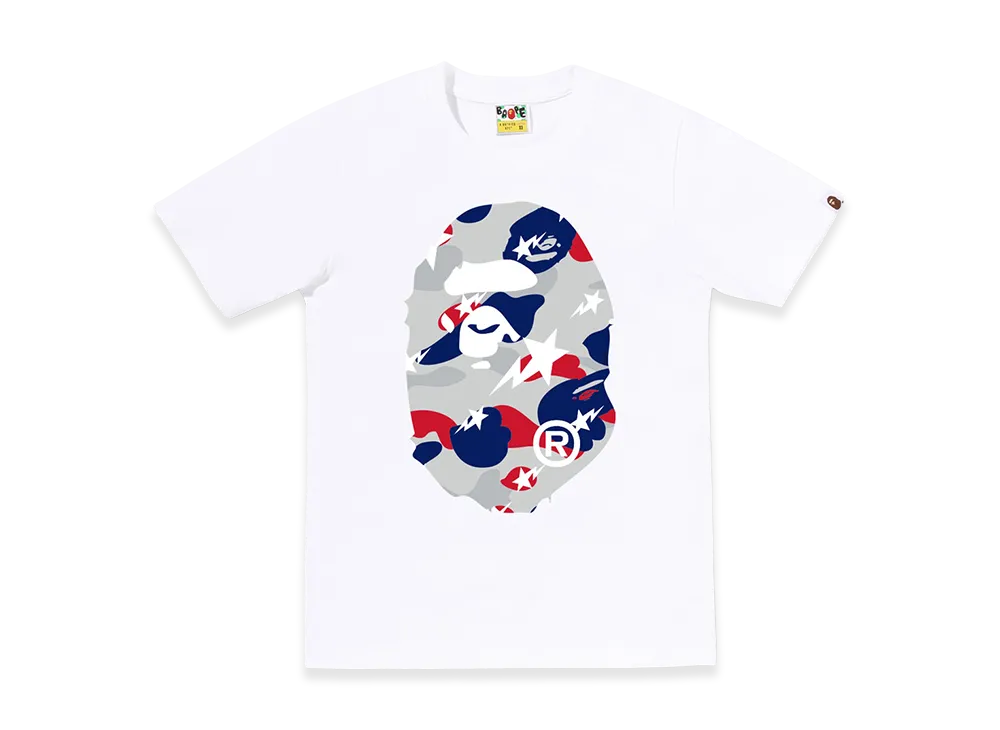 A BATHING APE Women's Sta Strike Camo Big Ape Head Tee "White/White"
