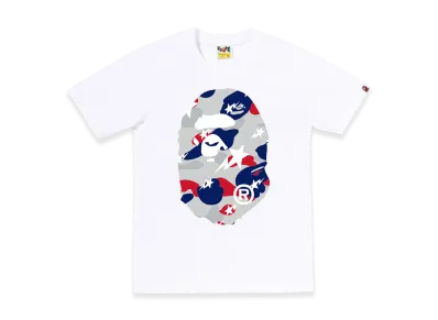 A BATHING APE Women's Sta Strike Camo Big Ape Head Tee "White/White"