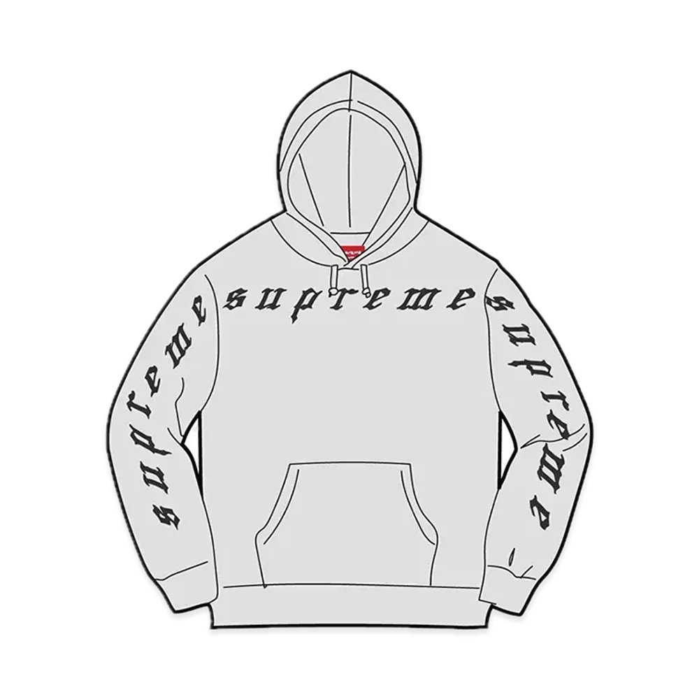 Supreme Raised Embroidery Hooded Sweatshirt "Heather Grey"