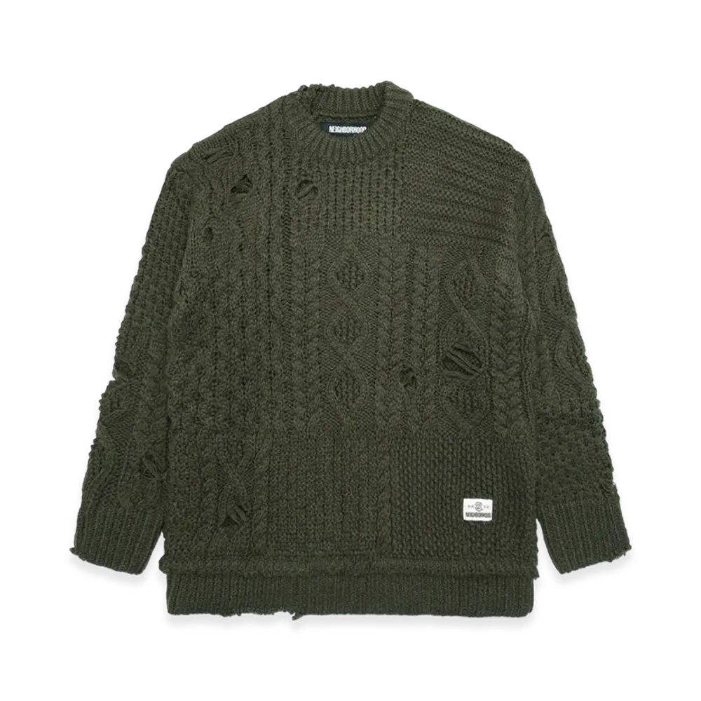 NEIGHBORHOOD x CLOT Patchwork Savage Sweater "Olive Drab"