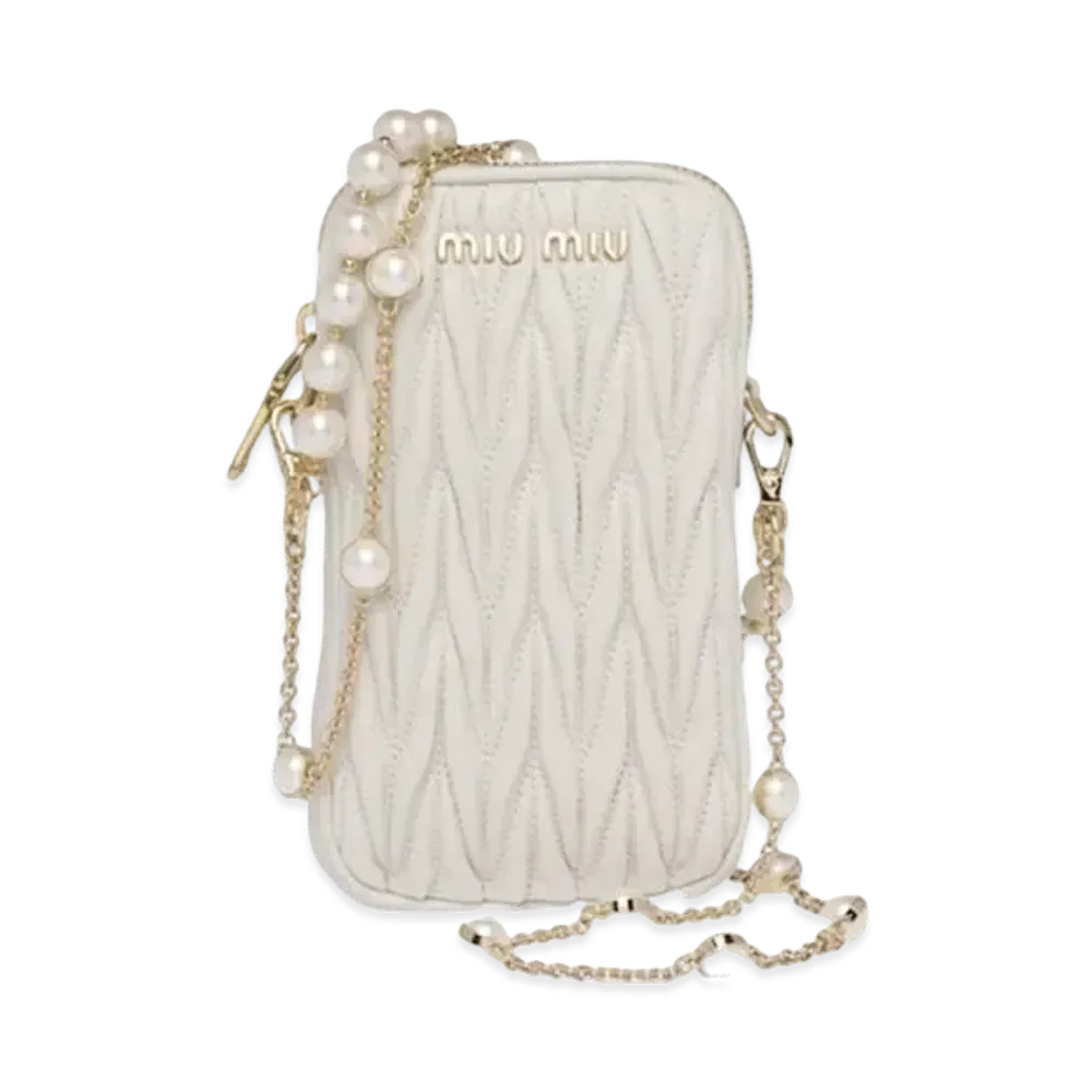MIU MIU Materassenapa Leather Mini Bag "White"