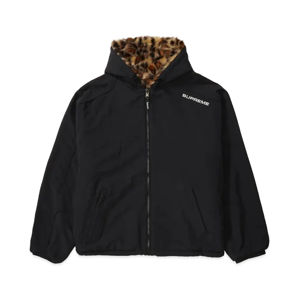 Supreme Faux Fur Reversible Hooded Track Jacket "Black"