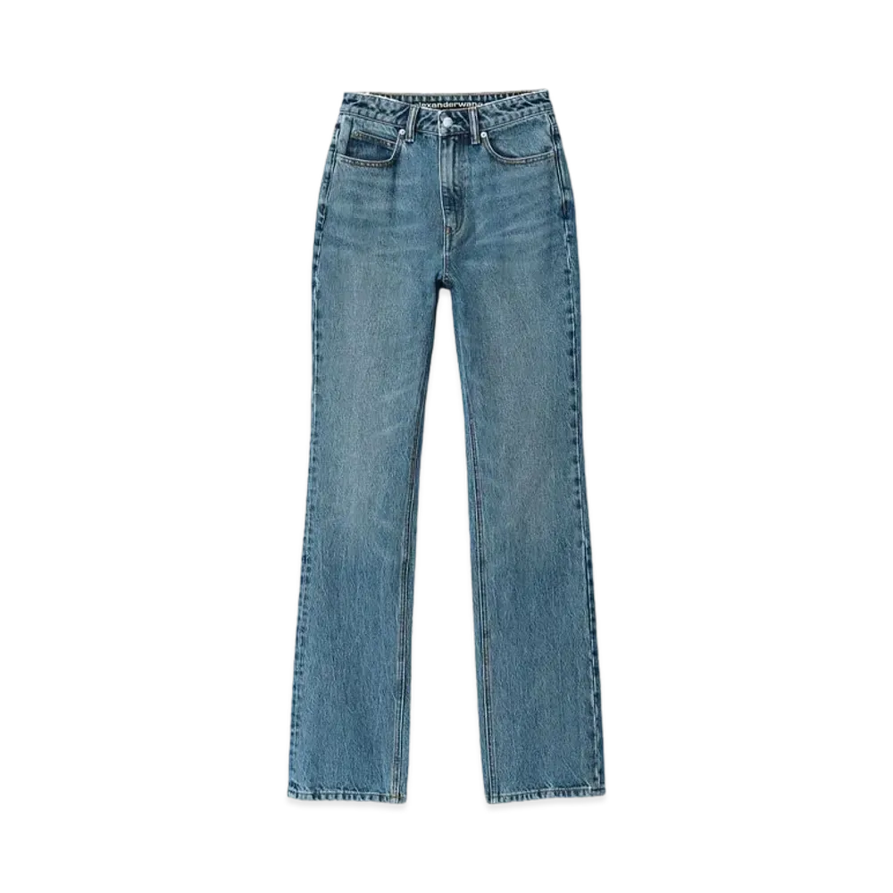 Alexander Wang Denim Fly High Rise Stack Jeans "Medium Indigo"
