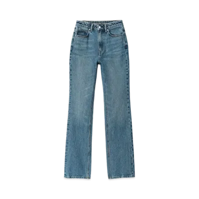Alexander Wang Denim Fly High Rise Stack Jeans "Medium Indigo"