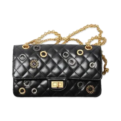 CHANEL 2.55 Hand Bags Calfskin Strass & Glass Pearls "Black"