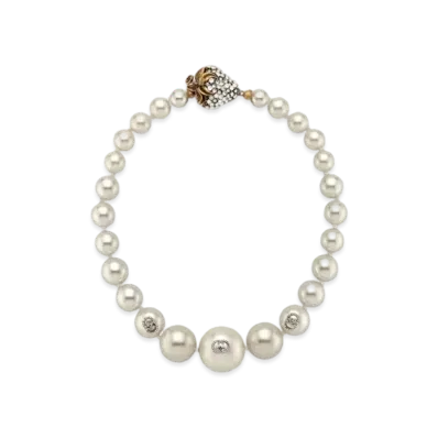 GUCCI Strawberry Pearl Necklace "White Gold"