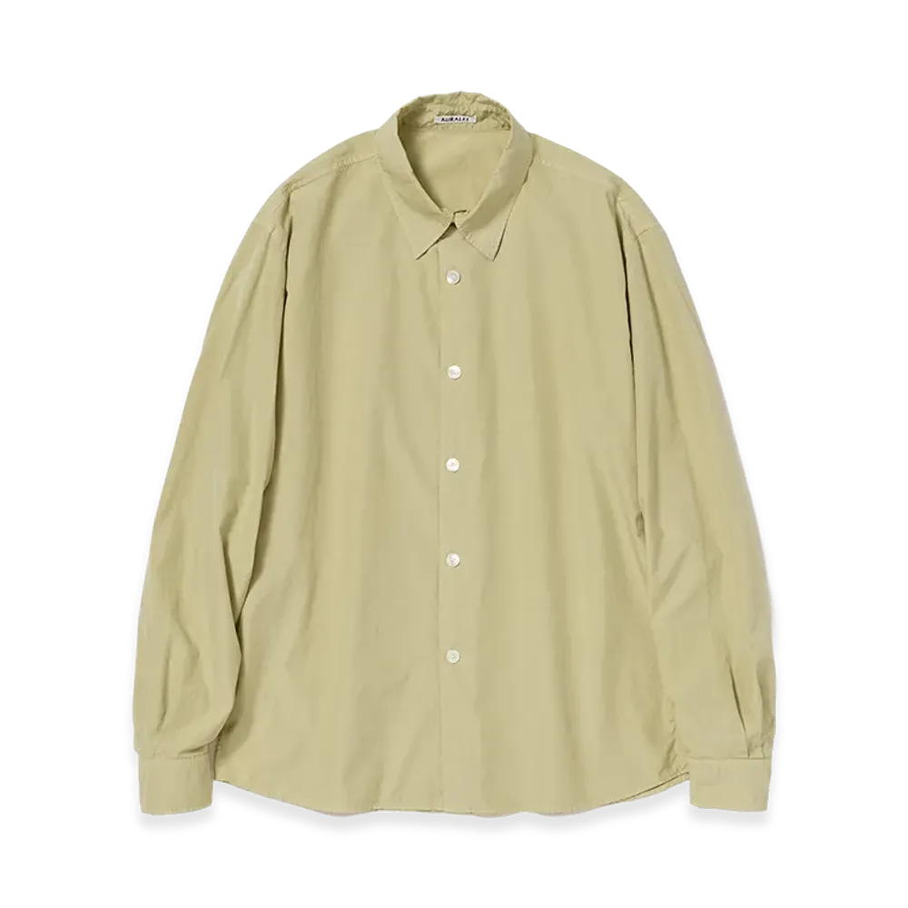AURALEE Garment-Dyed Finx Shuttle Weather Shirt "Khaki Beige"