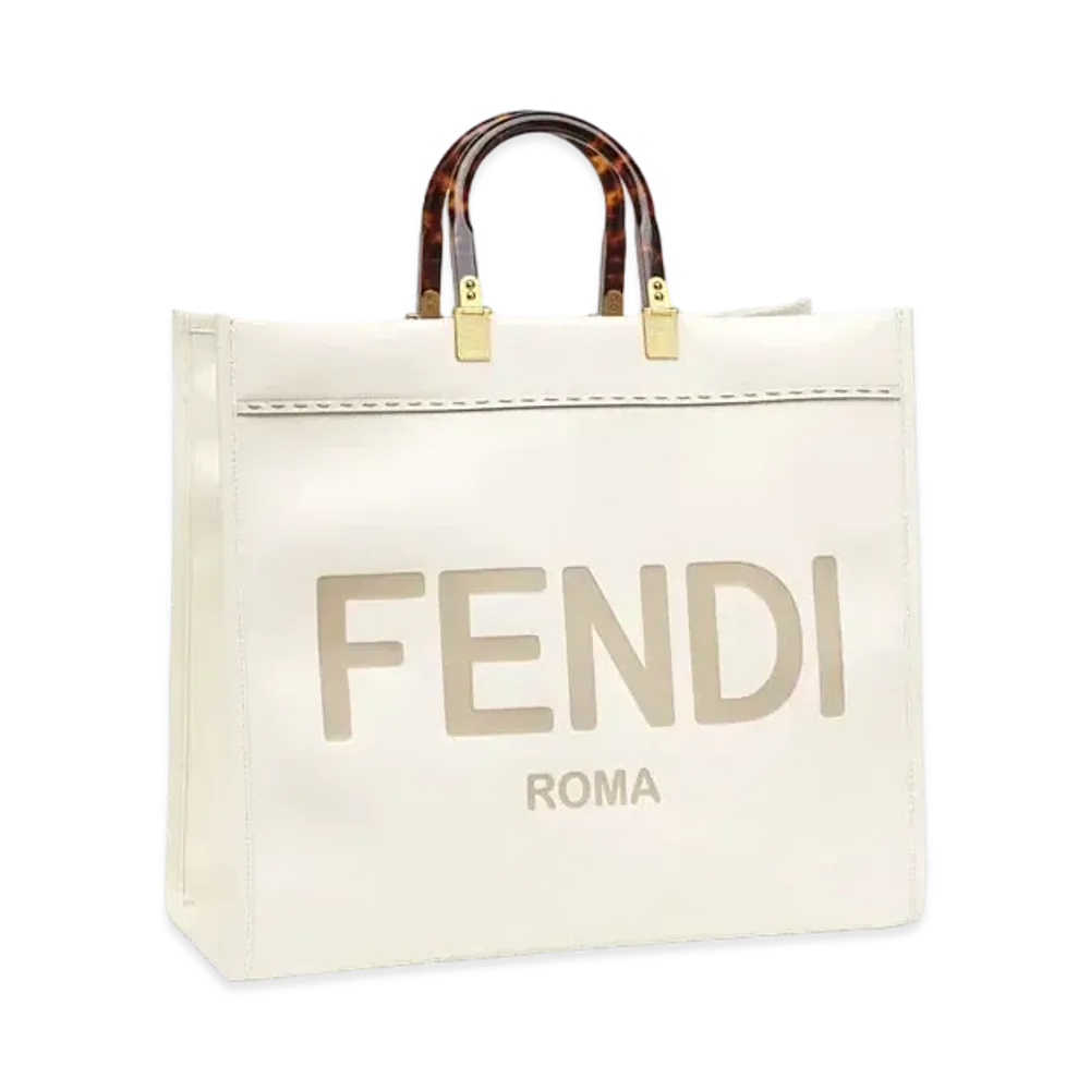 FENDI Sunshine Large Leather Shopper "White"