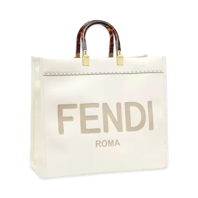 FENDI Sunshine Large Leather Shopper "White"